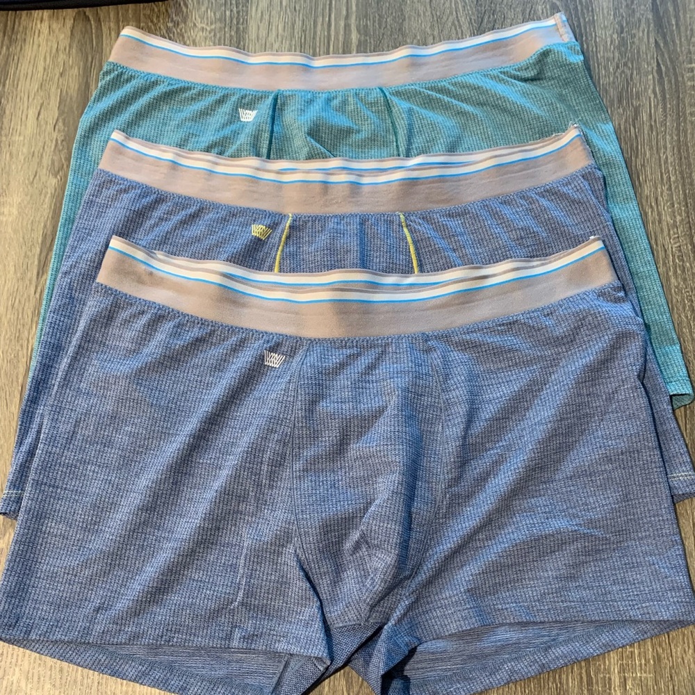 Mack Weldon 3 Pack of Boxer Trunks and Briefs.